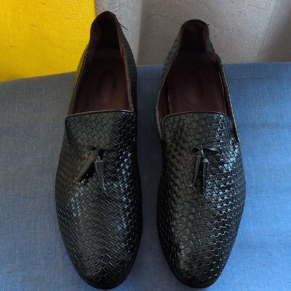 Black Woven Men's Loafers